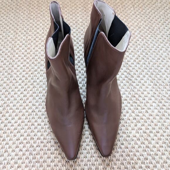 AMALFI By Rangoni Isole Brown Leather Chelsea Block Heel Ankle Boots Size 12.5 M - Picture 3 of 9